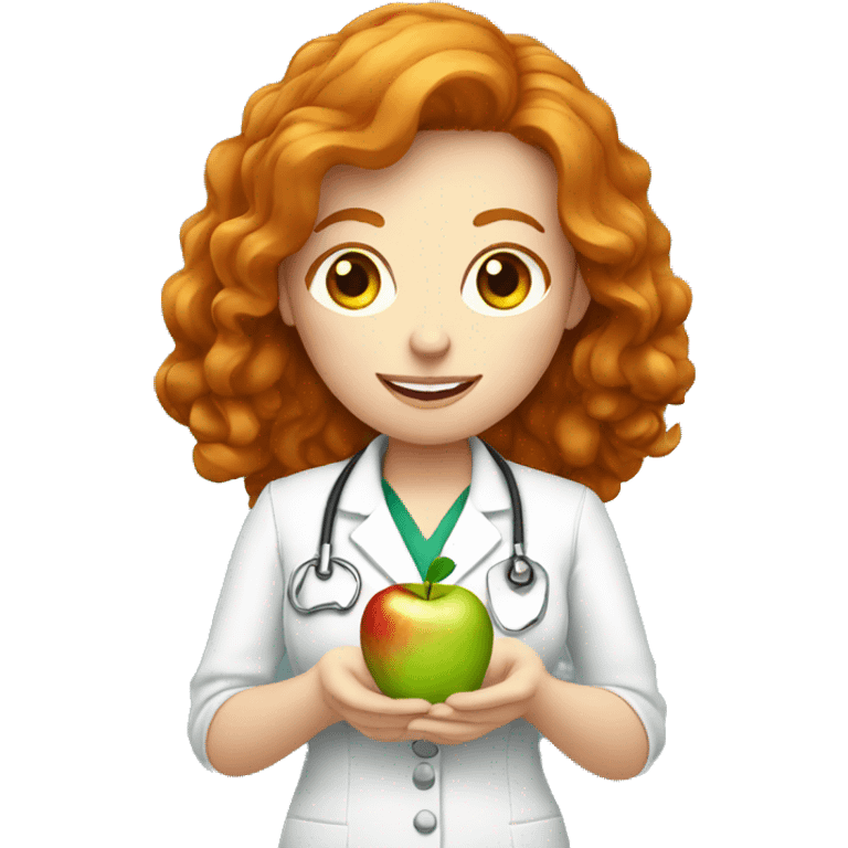 female ginger nutritionist holding apple emoji