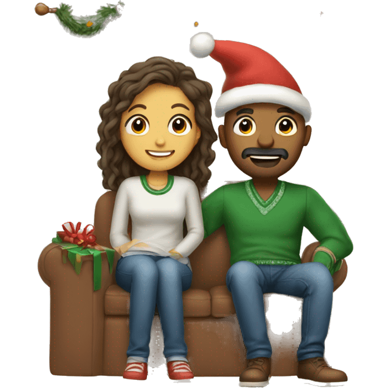 Draw a couple whose decorating room behind crismas emoji