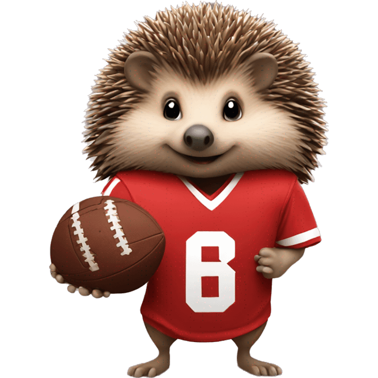 Hedgehog wearing Liverpool jersey holding football emoji