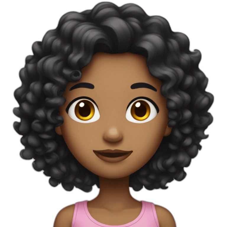 Girl with long Blak curly hair emoji