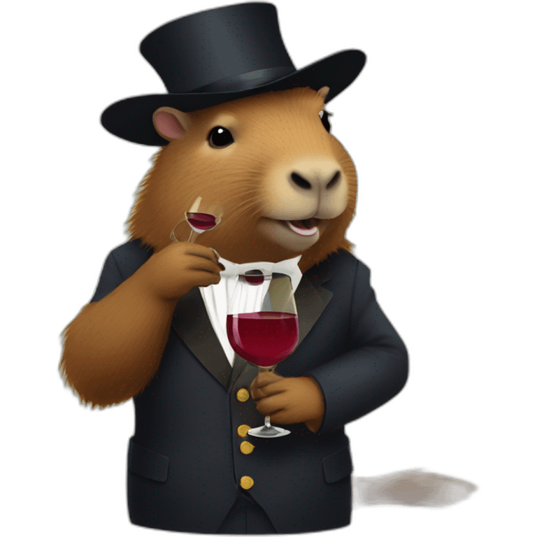 fancy capybara drinking wine emoji