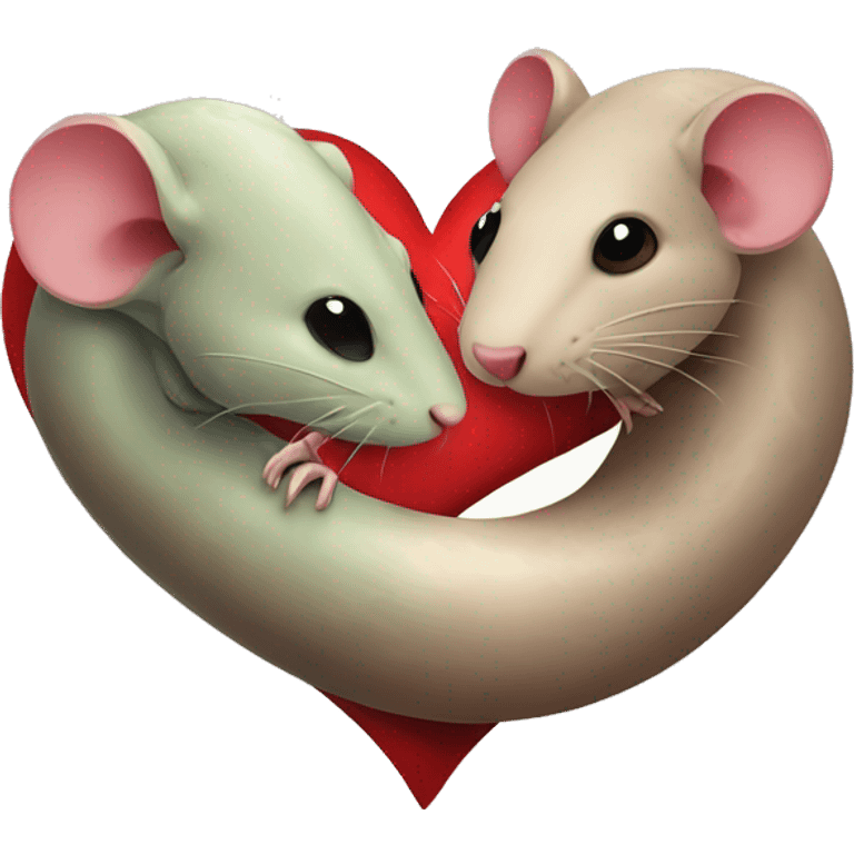 rat and a snake with heart between them emoji