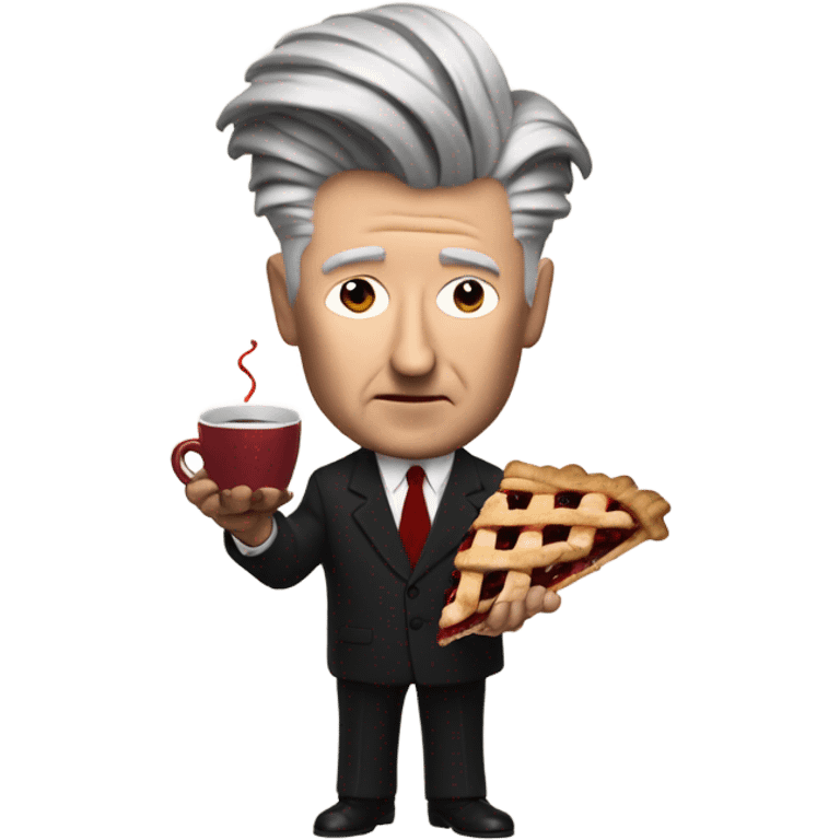 david lynch holding a cherry pie and coffee emoji