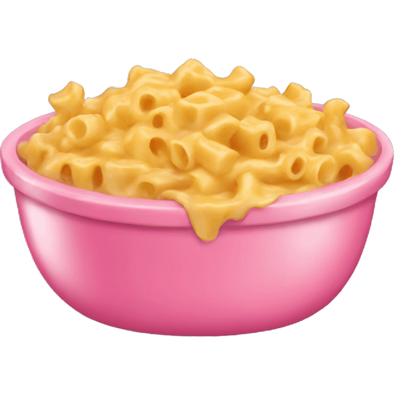 large pink bowl full of baked mac and cheese emoji