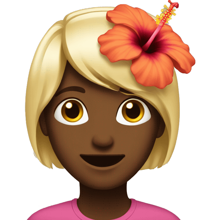 Emoji face with hibiscus flower emoji