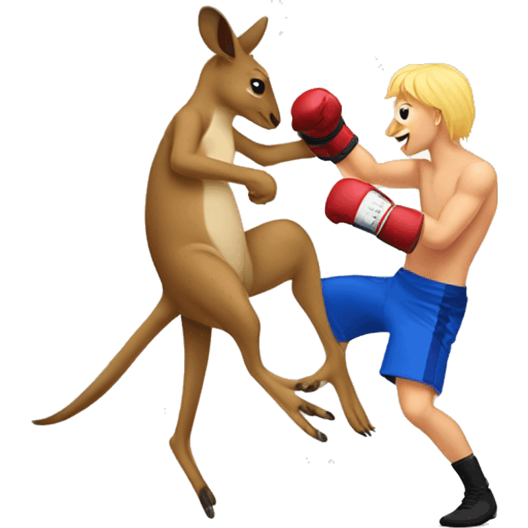 a kangaroo boxing a blonde guy emoji