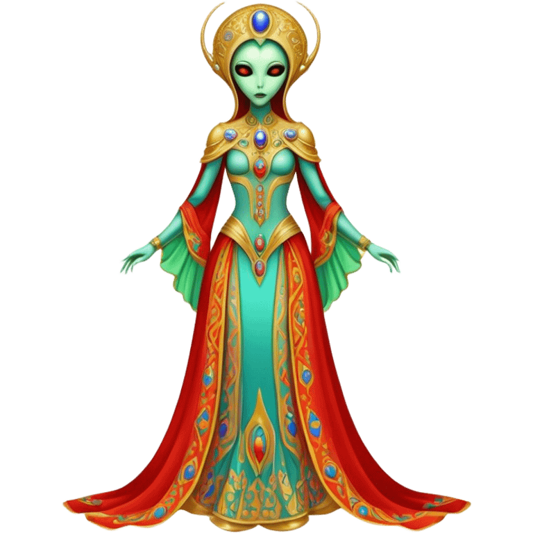 a alien woman full body in Romanov dress emoji