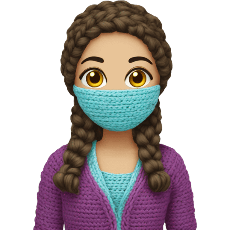 A Girl crochet a scal  emoji