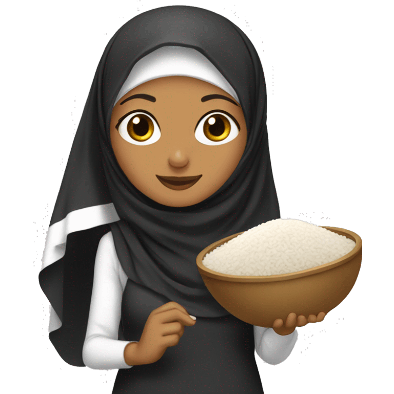 hijabi with rice  emoji