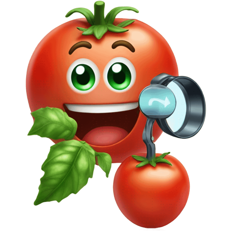 happy tomato with magnifying glass in hand emoji