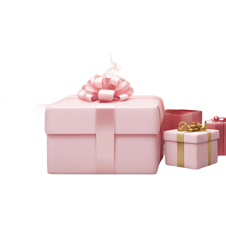 Light pink Christmas gifts under a white Christmas tree  emoji