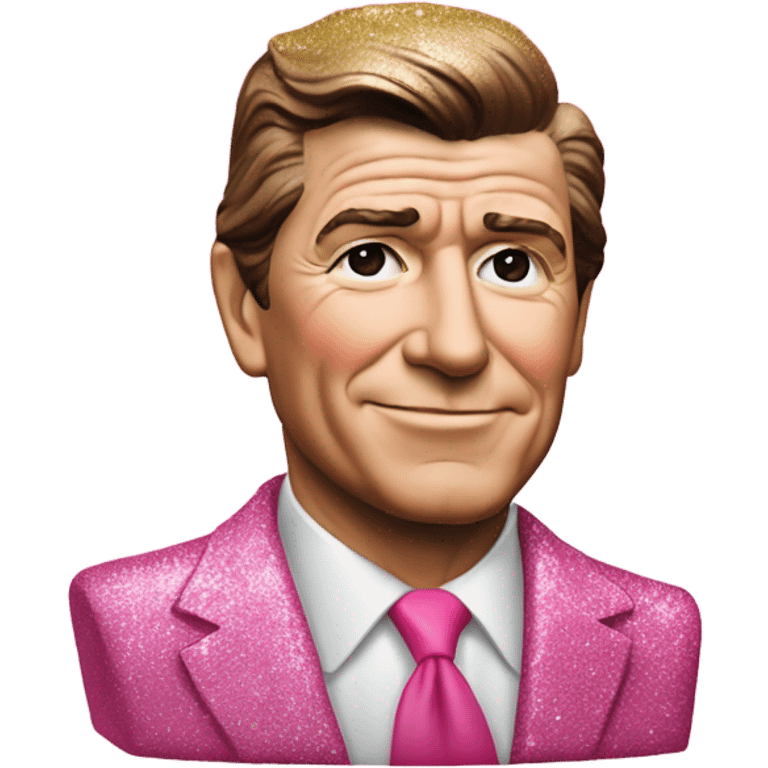 Pink ombre Ronald Regan statue with glitter emoji