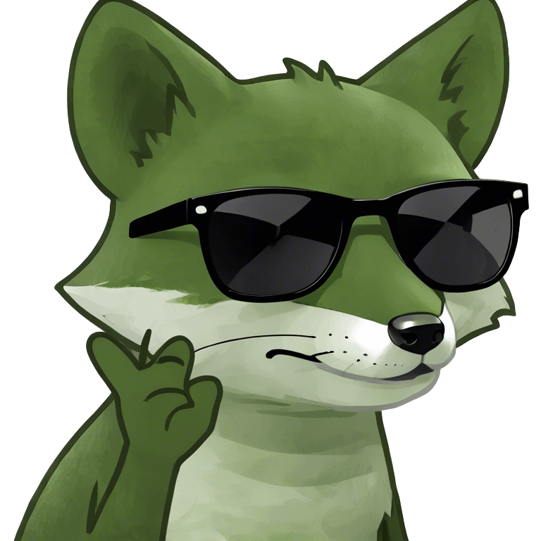 Baby fox with sunglasses giving an attitude emoji