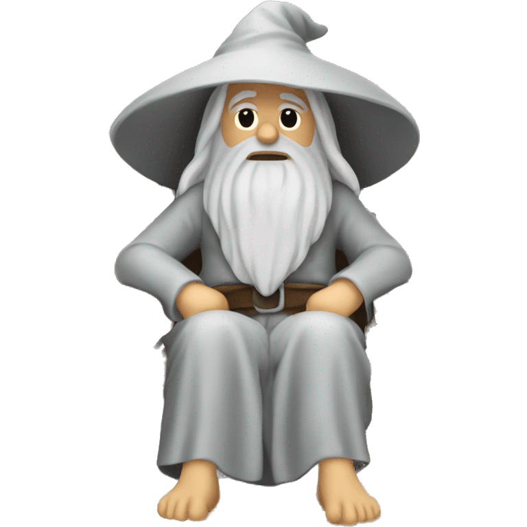 gandalf sitting on a sun chair in the sand emoji