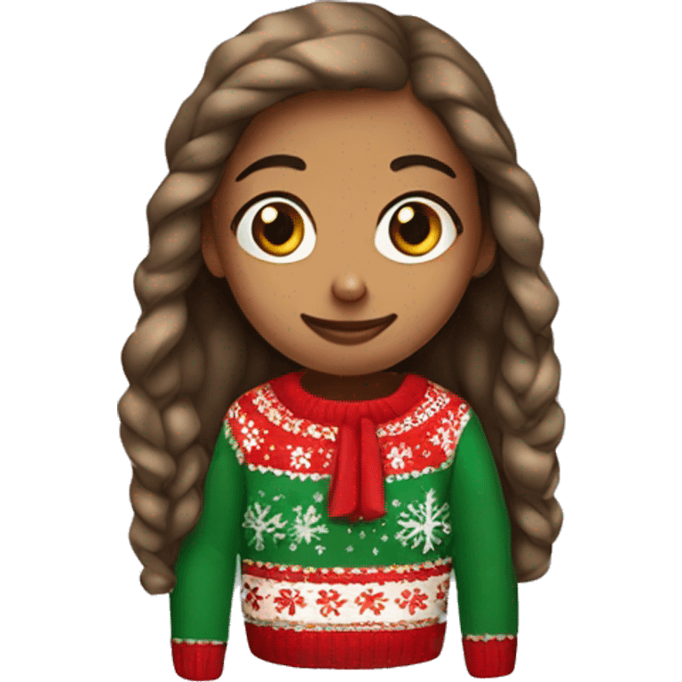 Girl wearing in Christmas sweater  emoji