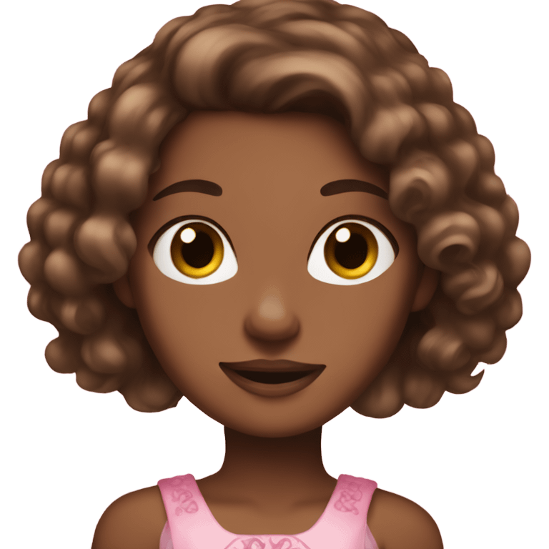 Brown skin brown hair pink princess  emoji