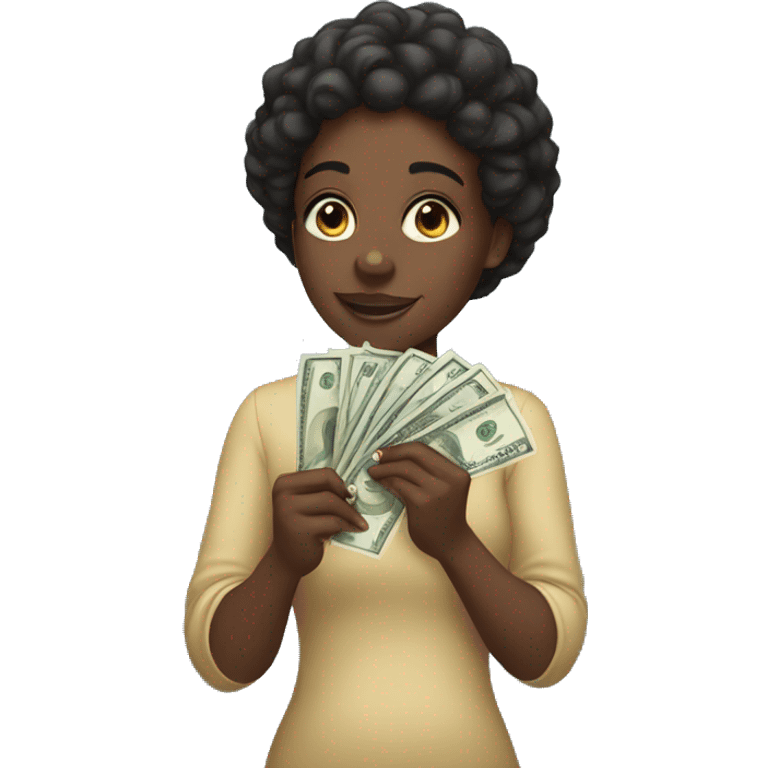 black girl holding money emoji