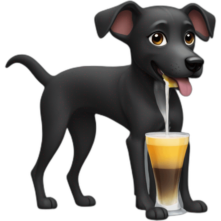 black slim female dog drinking mate emoji