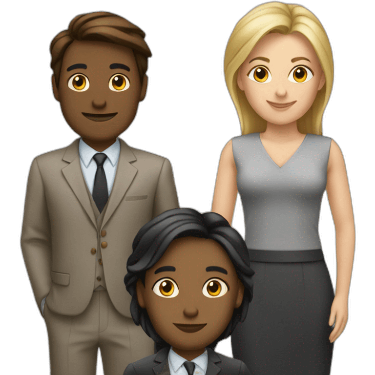 two females and one male looking smart, data people emoji