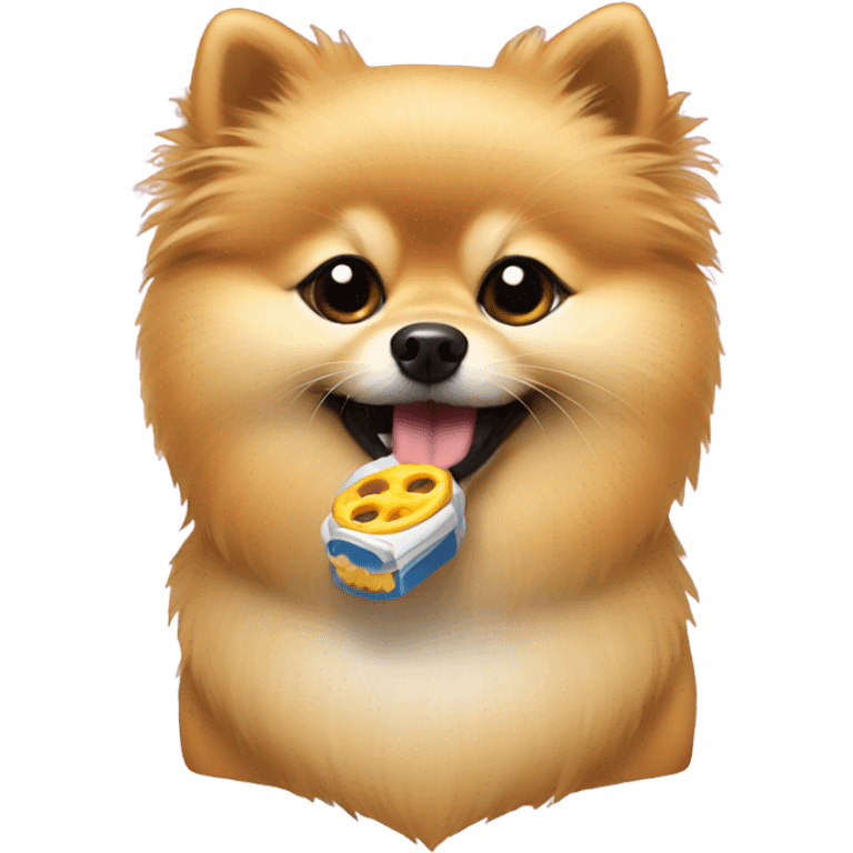 Pomeranian with binky emoji