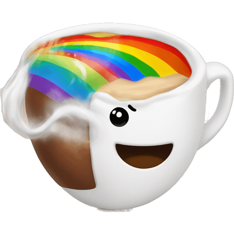 Rainbow coffee cup with hot coco  emoji