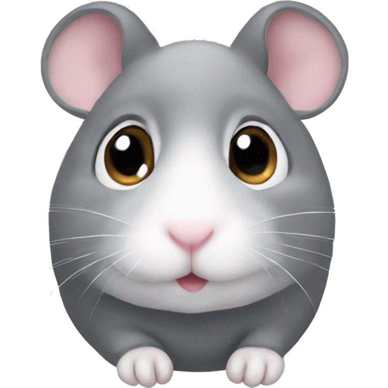 Cute Grey hampster with love eyes emoji