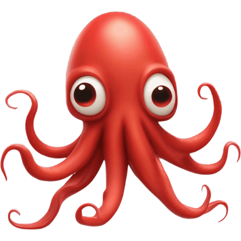 Squid rising from a red ocean emoji