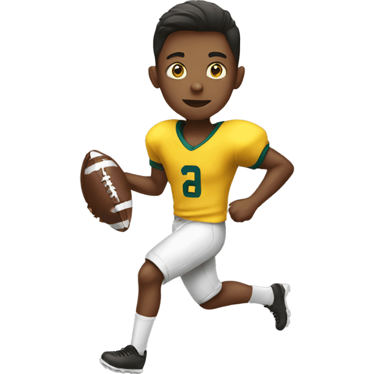 Boy with yellow shirt play football emoji