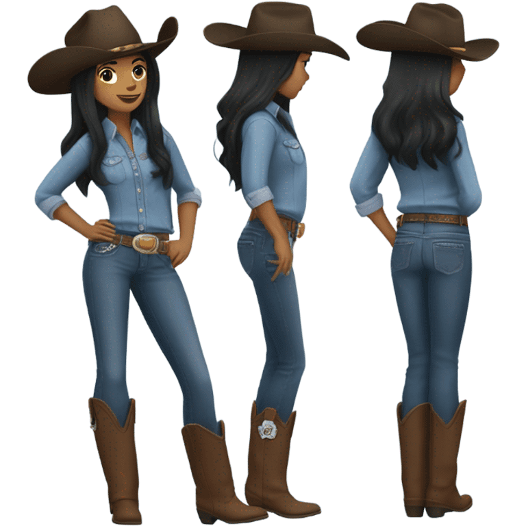 Black hair cowgirl emoji