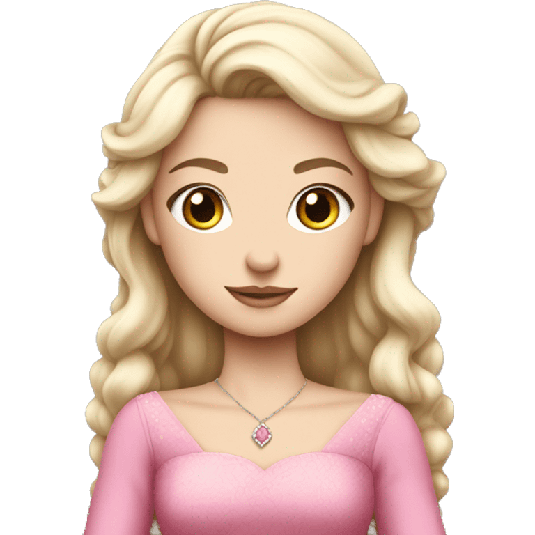 white skin princess wearing pink dress emoji