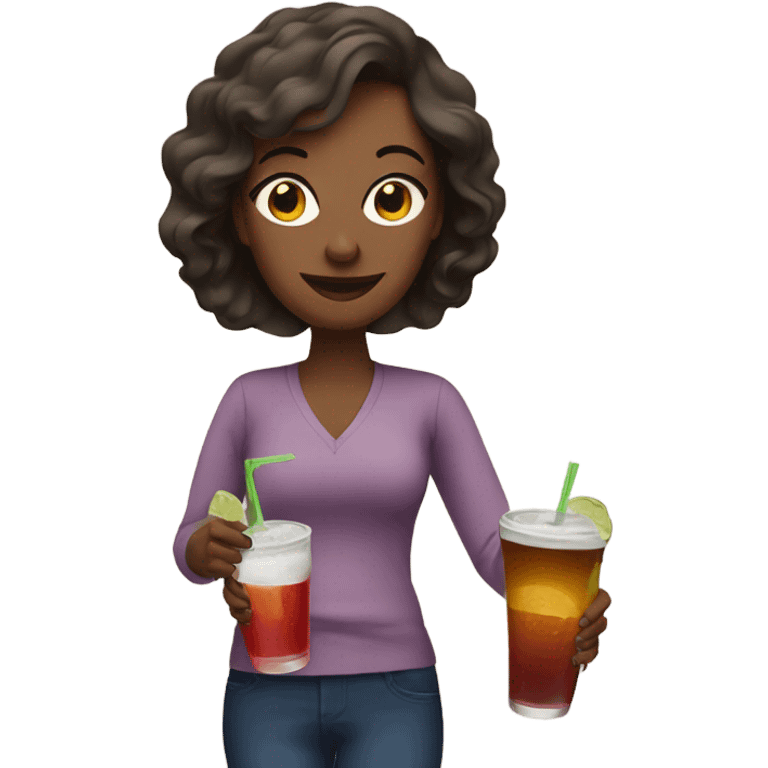 Mom with drinks emoji