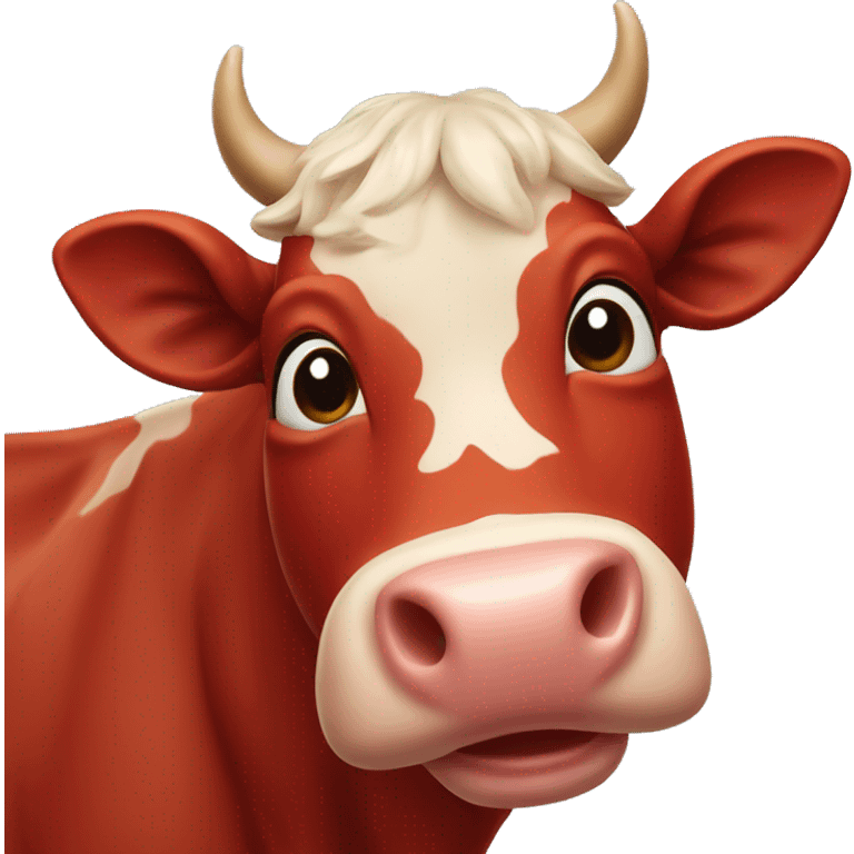 Red cow head smiling emoji