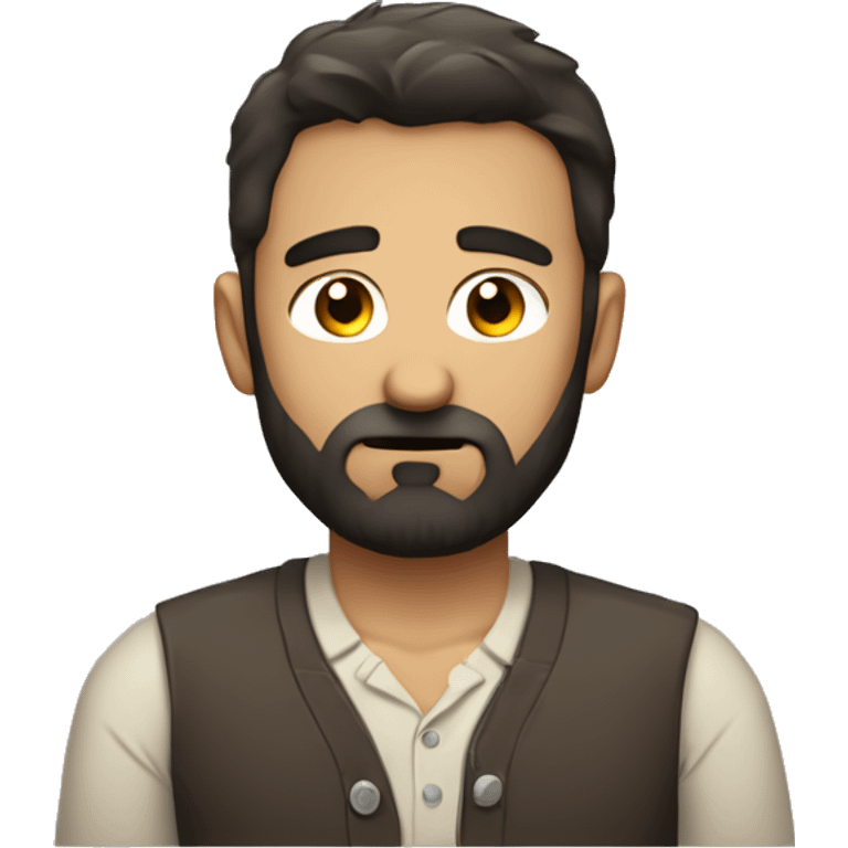 disappointed man with a beard and short scruffy dark brown hair wearing a buttoned shirt emoji