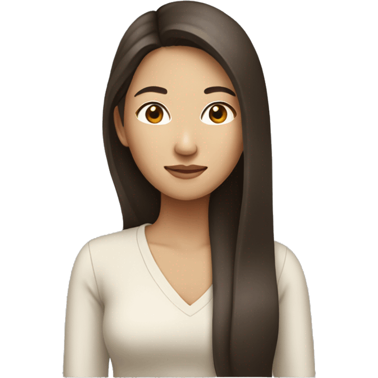 Long brown hair Asian woman emoji