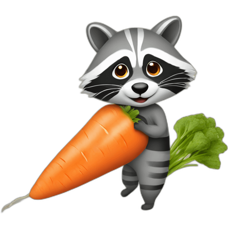 A raccoon in a carrot costume emoji