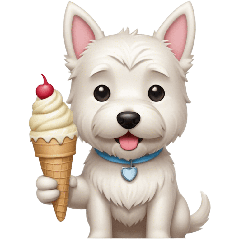 Westie holding a ice cream cone  emoji