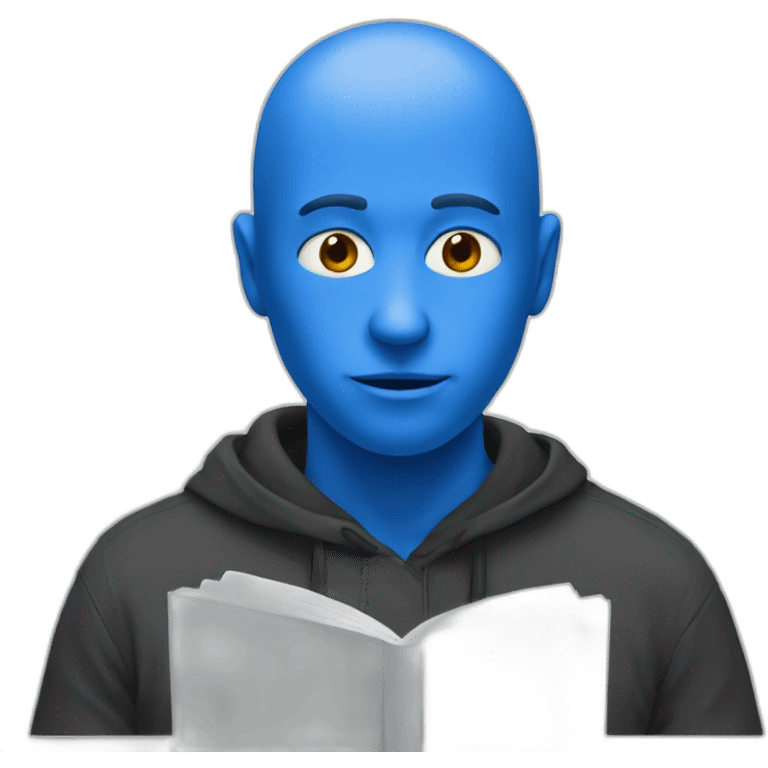 blue man get ready to read emoji