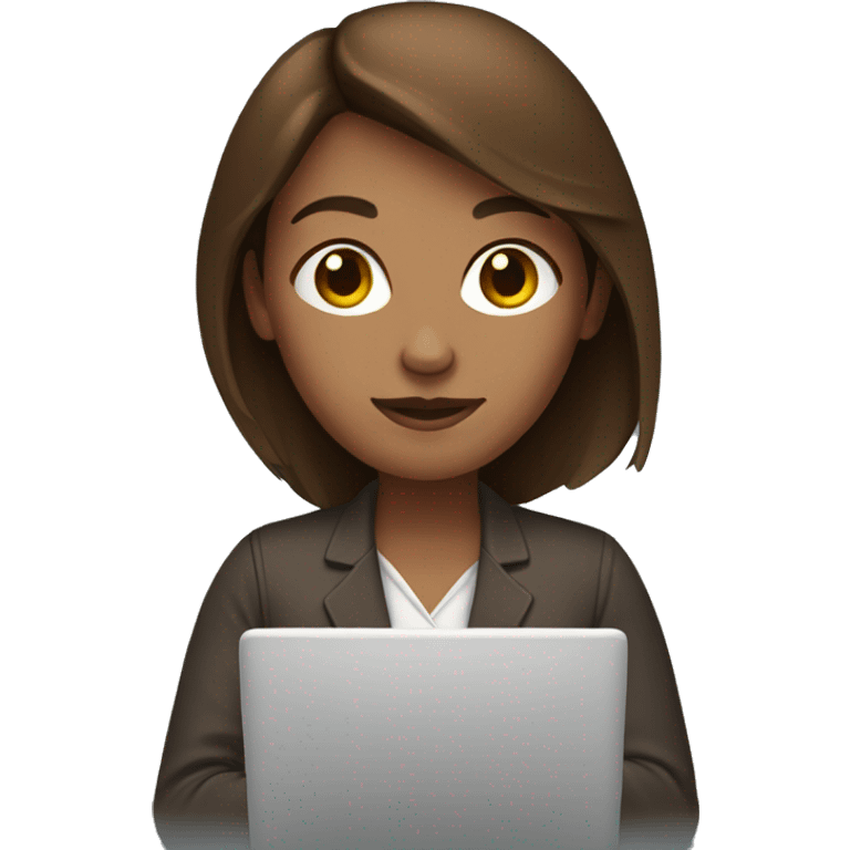 Brown-haired woman working on a computer emoji