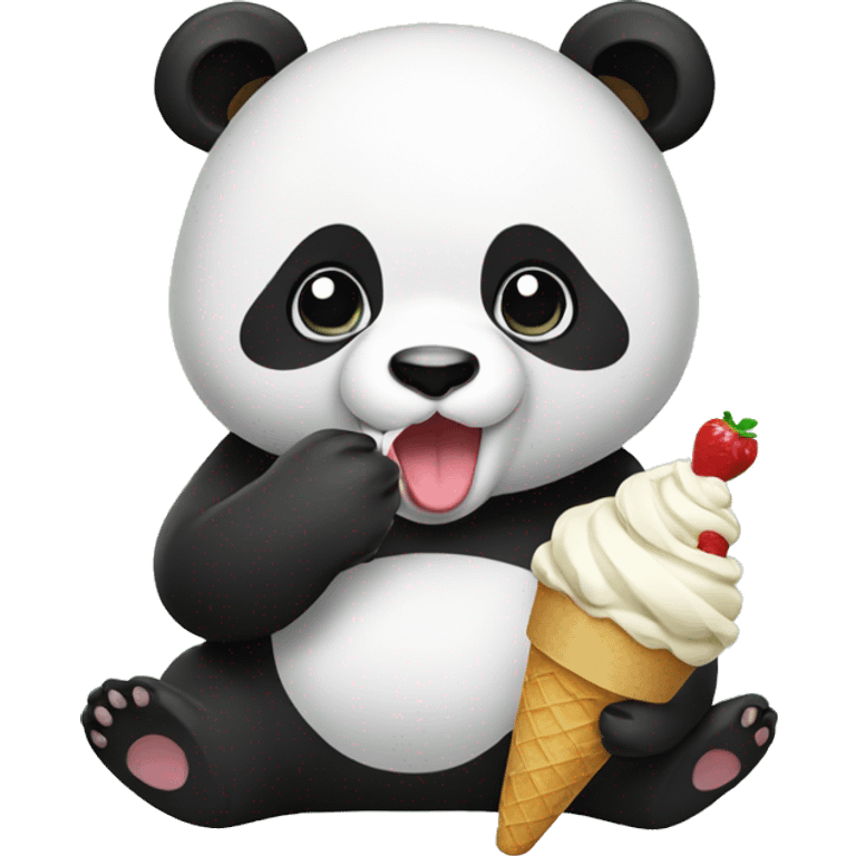 Panda eating ice cream emoji