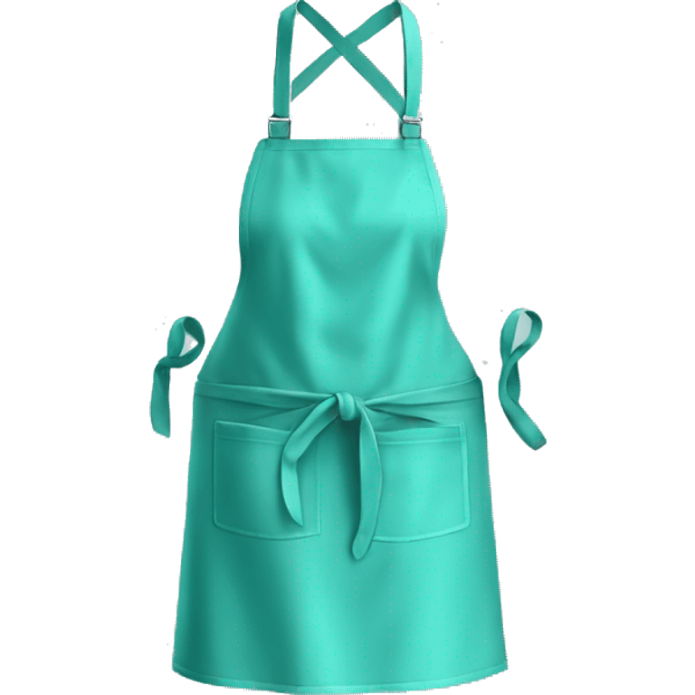 Realistic isolated light teal kitchen apron tied in the front. emoji