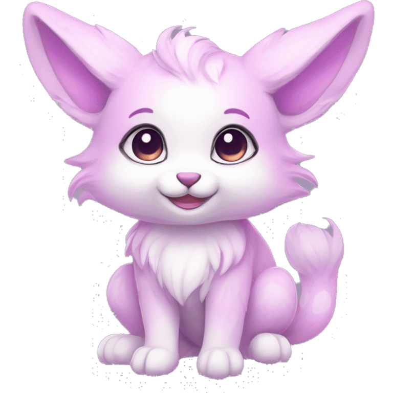 Kawaii cute colorful bright light pastel lilac-pink-white-gradient fantasy ethereal anthro fursona animal creature emoji