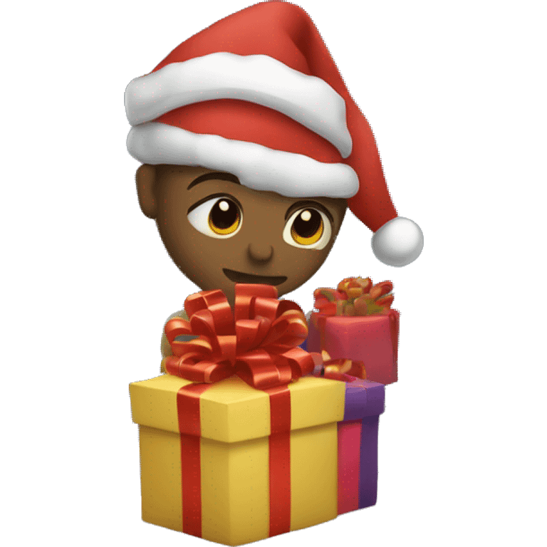 Christmas night with presents under the tree emoji