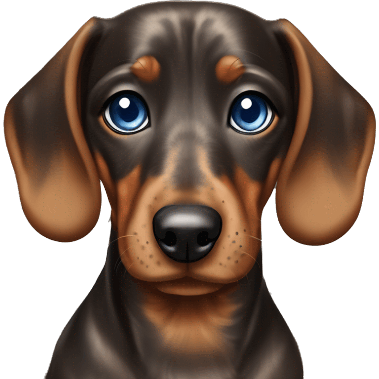 brindle dachshund with one blue eye and one brown eye  emoji