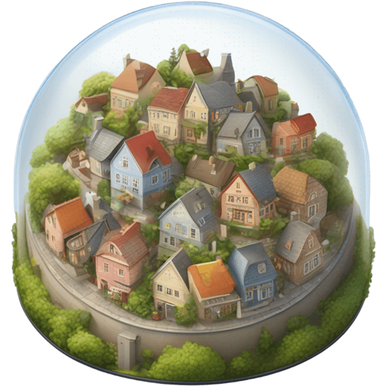  circular glass dome with March small town inside very pretty emoji