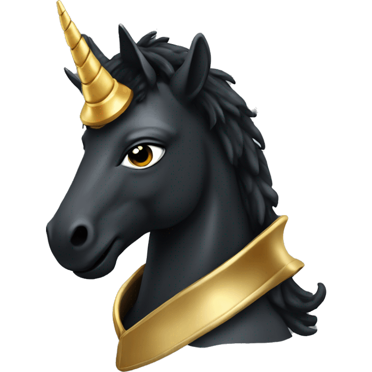 Black Unicorn with a golden horn and wearing a hoodie  emoji