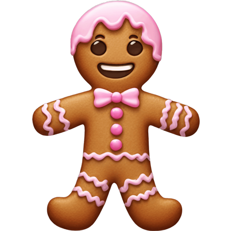 cute gingerbread man, with pastel pink frosting emoji