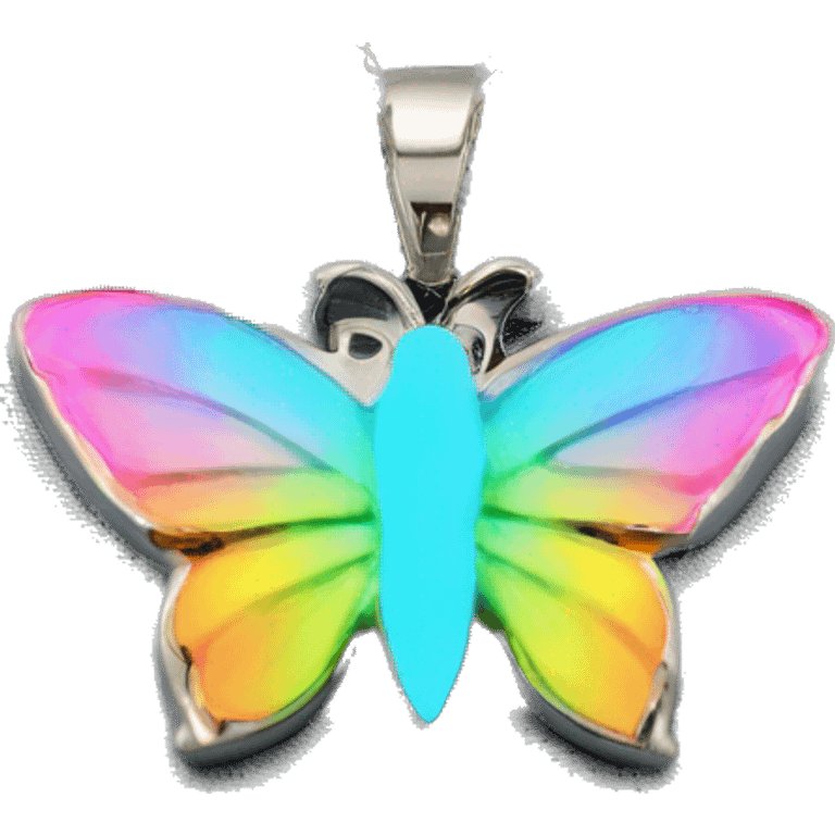 Baby blue chrome butterfly pendant rainbow sun dolphin glitter neon  emoji