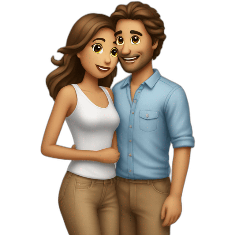 Couple bisous homme et femme brun emoji