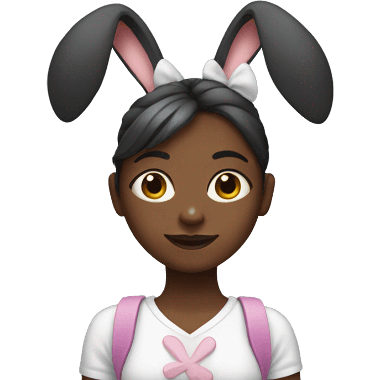 black girl with bunny ears emoji