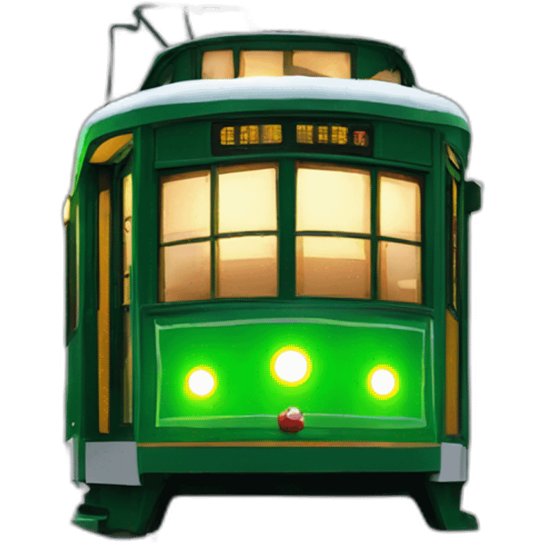 christmas light led decorated green tram emoji